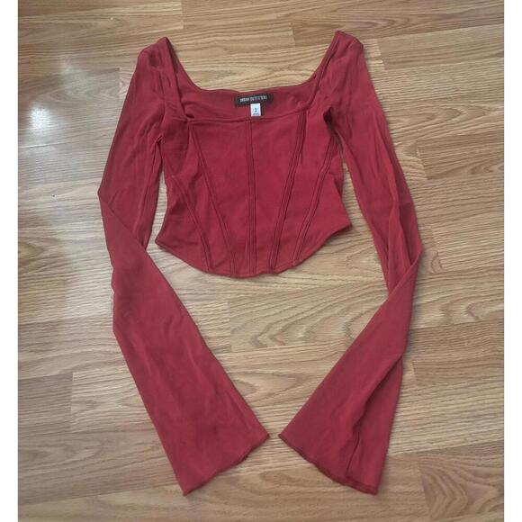 Urban Outfitters Corset Cropped Long Sleeve Top Size Small - Picture 1 of 9
